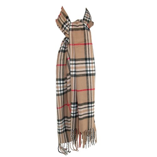 New CTMÂ® Unisex Cashwear Classic Plaid Scarf, Khaki