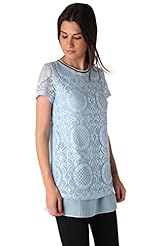 Chiffon/Cotton/Polyamide/Polyester Sheer Lace Round Neck Mini Dress 