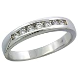 Sterling Silver Ladies' Classic Channel Set CZ Wedding Ring Band, 1/8 in. 3.5 mm, Size 5.5