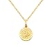 14K Yellow Gold Small Religious Saint Christopher Medal Charm Pendant with Yellow Gold 1.2mm Side Diamond-cut Rolo Cable Chain Necklace with Spring-ring Clasp - Pendant Necklace Combination (Different Chain Lengths Available)