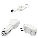 Retractable Hotsysnc & Charging USB Data Cable + USB Car Charger + USB Home Travel Charger for Apple Iphone 3G 2nd Generation Smartphone
