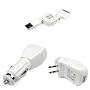 Retractable Hotsysnc & Charging USB Data Cable + USB Car Charger + USB Home Travel Charger for Apple Iphone 3G 2nd Generation Smartphone