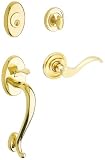 Baldwin 85315.003.LHRH Logan Sectional Trim Handleset with Wave Lever, Lifetime Polished Brass