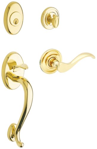 Baldwin 85315.003.LHRH Logan Sectional Trim Handleset with Wave Lever, Lifetime Polished Brass