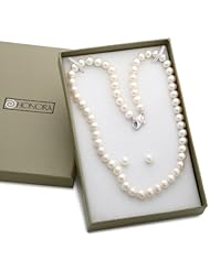 Honora White Freshwater Cultured Pearl 18" Necklace and Stud Earrings Set