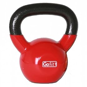 GoFit 15-Pound Red Kettlebell with Vinyl Coating, Iron Core Training DVD and Exercise Booklet