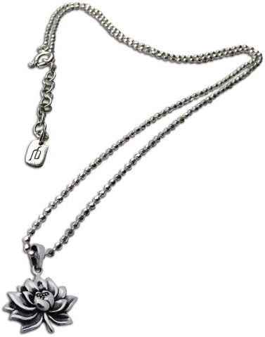 Shanti Boutique Water Lily Necklace 16-17" adjustable Diamond-Cut Chain Sterling Silver