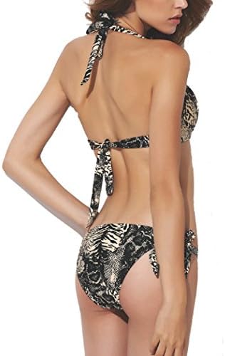 Lolli Womens Girls Sexy Padded Snake Pattern Bikini Swimwear (L/XL)