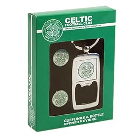 Official Celtic F.C. Cufflinks & Keyring Bottle Opener Set