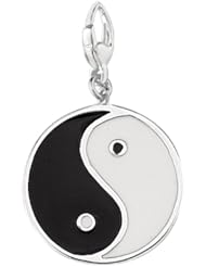 Sterling Silver YIN YANG BLACK AND WHITE ENAMEL Charm