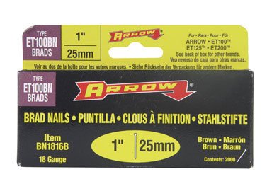 Arrow Fastener BN1816B Genuine 1-Inch, 18 Gauge Brown Brads, 2,000-Pack