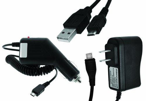 Ionic Auto Car, Home Wall Charger and USB Data Cable For Samsung Galaxy SIV S4 i9500 2013 Model Smartphone (AT&T, T-Mobile, Sprint, Verizon)(Black)
