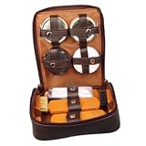 Be-Active Complete Shoe Polish Kit in Faux Leather Zip-Up Case - great for home or travel (Brown)