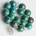 Chrysocola & Swarovski Crystal Bead 16" Necklace - OldCities Custom Jewelry