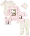 Hello Kitty Organics Baby-Girls Newborn Hello Kitty with Teddy Bear 6 Piece Set, Pink, 0-3 Months