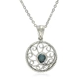 Sterling Silver Celtic Twist Round-Shaped London Blue Topaz Pendant, 18.5"