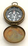 Brass Pocket Compass with Cover and Antique Finish