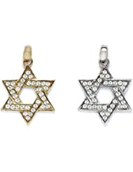 14k Yellow White Gold CZ Designer Star of David Charm Pendant