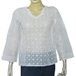 White Cotton Dress Long Sleeve Chikan Embroidered Kurti Size M