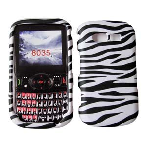 Verizon Pantech Caper 8035 Accessory - White Black Zebra Designer Protective Hard Case Cover