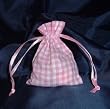3x4 Cotton Gingham Wedding Favor Gift Bags/Pouches - Pink (10 Bags)