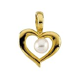 14K Yellow Gold Fresh Water Pearl Childrens Heart Pendant with Cable Chain 15 418%2BVCOuweL. SL160 14K Yellow Gold Fresh Water Pearl Childrens Heart Pendant with Cable Chain 15