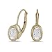 14k Yellow Gold Oval White Topaz Bezel Lever-back title=