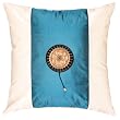 Decorative Handmade Silky Teal Blue & Ivory Cushion Cover / Pillow Sham - Golden Sunflower Design