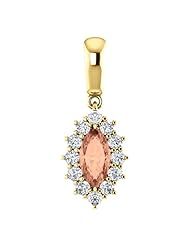 18K Yellow Gold 8.00x4.00mm Marquise Cut Imperial Topaz and Diamond Pendant -- LIFETIME WARRANTY