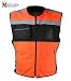 Men's Tri-Tex Fabric Black and Orange Motorcycle Vest with Reflective Bands