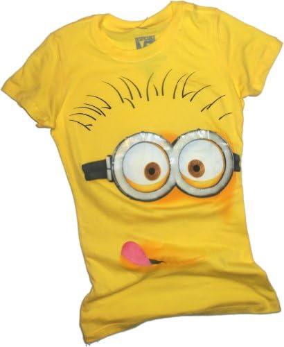 Minion Big Face -- Despicable Me Crop Sleeve Fitted Juniors T-Shirt, X-Large