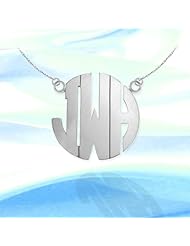 Monogram Necklace 1 1/4 inch Sterling Silver Handcrafted Cutout Personalized Initial Necklace - Made in USA
