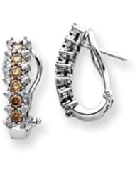 14k White Gold White & Champagne Diamond Earrings