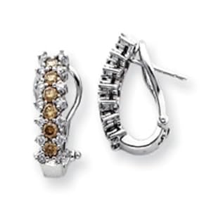 14k Gold White Gold White & Champagne Diamond Earrings