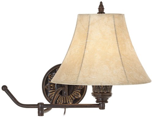 Set of 2 Bronze Plug-In Swing Arm Wall Lamps