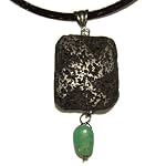 Chrysoprase Necklace 02 Choker Lava Green Black Crystal Reiki Healing Gemstone 16