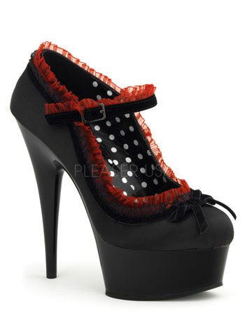 Women's Peep Toe Mini Platform Pump With Rhinestone Bow (Black Satin;9)