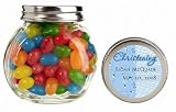 Baby Keepsake: Blue Baby Bottles, Moons, and Hearts Design Personalized Glass Candy J (Set of 24)