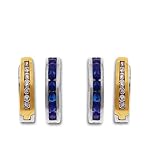 10k White and Yellow Gold Sapphire and Diamond Reversible Hoop Earrings (1/5 cttw, Color I-J, Clarity I-3)