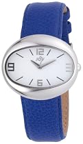 Joy By Joy JW516 Ladies Ovalados Watch with Bright White Lacquered Dial and Electric Blue Genuine Leather Strap