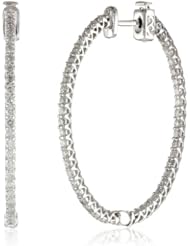 14kt White Gold Diamond Inside and Outside Lucida Set Oval Hoops, 2 Cttw (H-I Color, SI2-I1 Clarity)