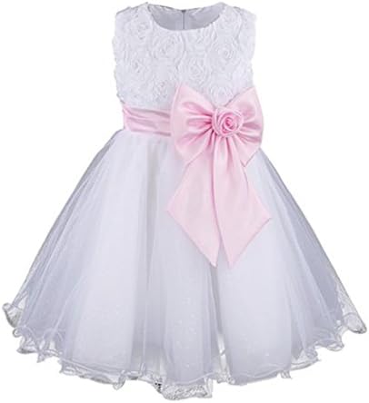 MQA Girls Flower Formal Wedding Princess Prom Bridesmaid Christening Party Dress (8, Pink)