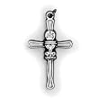 Small Crucifix - Metal Blue Pendant with Chalice Centerpiece