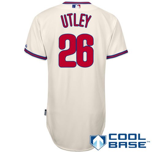 MLB Men's Philadelphia Phillies Chase Utley Six Button Cool Base Authentic Alternate Jersey (Ivory, 40/Medium)