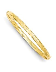 14k 2/16 Diamond-Cut Fancy Hinged Bangle Bracelet