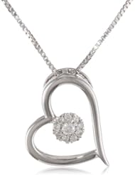 Sterling Silver Diamond Fashion Cluster Pendant Necklace (1/10 cttw, H-I Color, I2-I3 Clarity), 18"