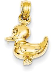 14k Yellow Gold Polished Duck Pendant