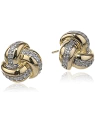 10k Yellow Gold Plated Sterling Silver Diamond Knot Earrings (1/4 cttw, J Color, I2-I3 Clarity)