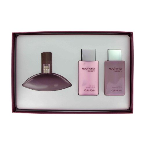 Euphoria Blossom by Calvin Klein - Gift Set -- 3.4 oz Eau De Toilette Spray + 3.4 oz Body Lotion + 3.4 oz Body Wash for Women