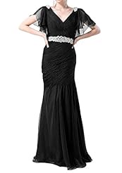 Flutter Spaghetti Strap Pleated Mermaid Chiffon Evening Dress/Bridesmaid Dress/Prom Dress/Party Dress 